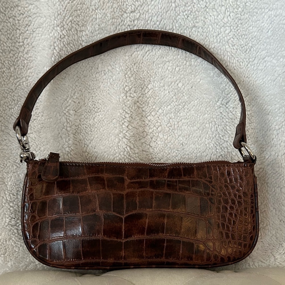 Urban Outfitters Brown Croc-Embossed Shoulder Bag